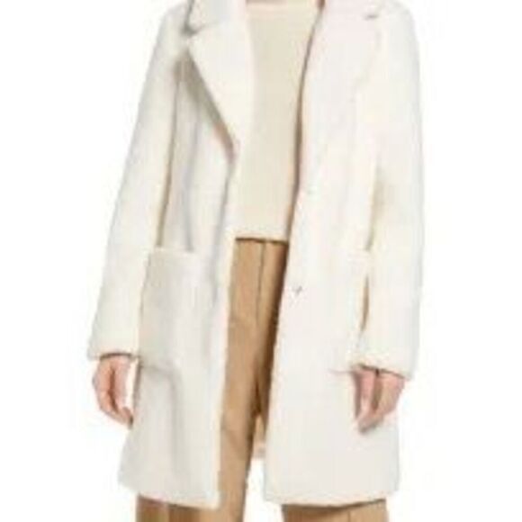 French Connection Notch Collar Faux Fur Teddy Coat NEW NWT - Picture 1 of 10